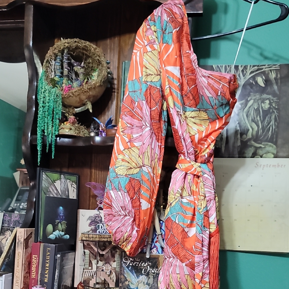 Fashion Nova Tropical Print One Shoulder Dress Size Medium